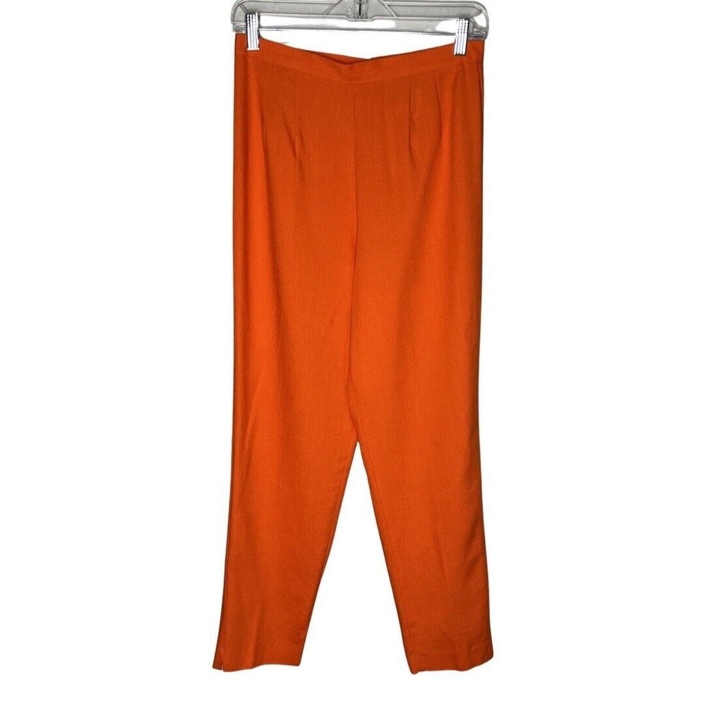 Jessica Howard Pants Womens 8 Petite Orange Linen Blend Relaxed Trouser Vintage